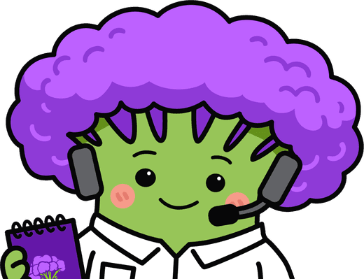 Broccoli mascot wearing a headset