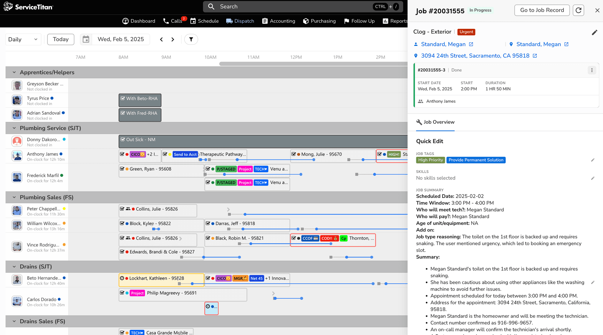 AI books a job straight into ServiceTitan